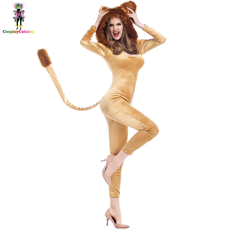 

Halloween Animal Cosplay Lion Deluxe Adult Sexy Women Costumes Vicious Lioness Costume Cozy Sexy Fox Girl Uniforms 155-180 cm