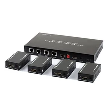 TreasLin 1×4 HDMI Extender Over Cat5 Cat6 Up to 60M 1080P HDMI Transmitter and Receiver Support EDID for TV Camera HDMI Display
