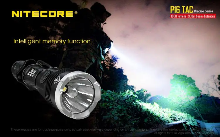 Nitecore P16 TAC 1000 люмен CREE XM-L2 U3 светодиодный тактический фонарь для охоты с аккумулятором 2600 мАч и зарядным устройством um10
