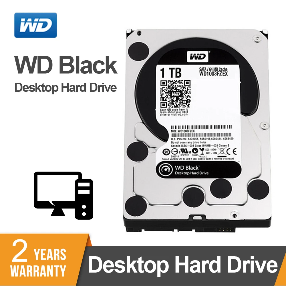  WD Original negro 1TB 35 pulgadas HDD rendimiento disco duro de escritorio-7200 RPM SATA 6 Gb/s 64M