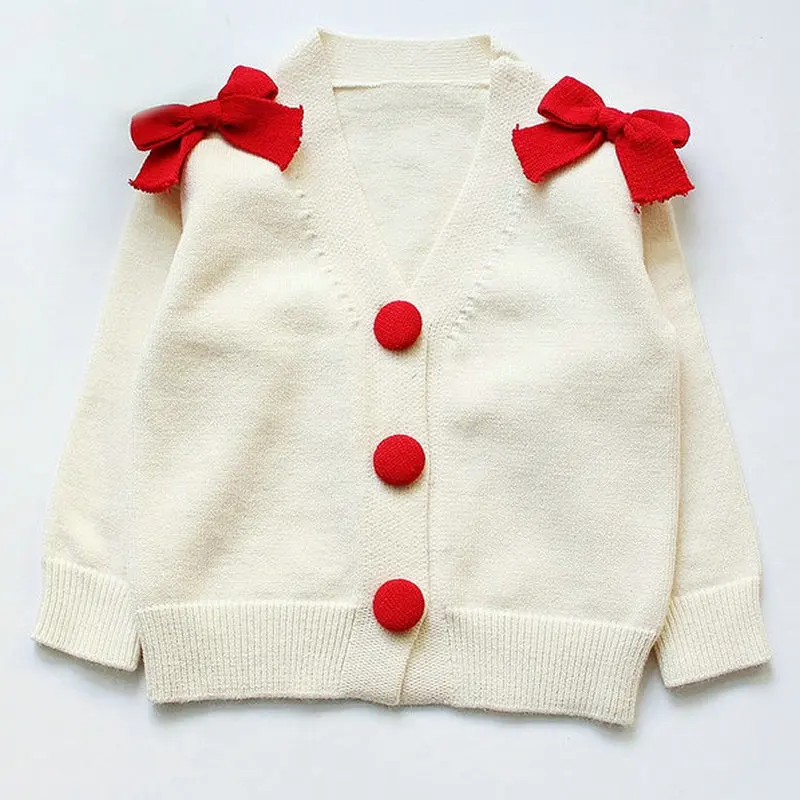 Baby Kids Girls Bow Cardigan Knited Sweaters Toddler Cardigan For