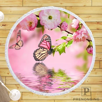 

Custom DIY Customized Microfiber Fabric Butterfly Round Beach Blanket Towel Printed on Demand 150cm #19-01-28-R-022