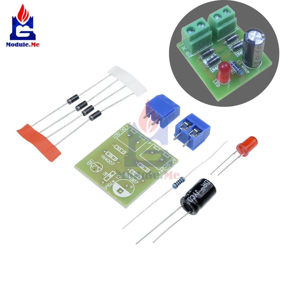 Diy Kit IN4007 мостовой выпрямитель AC DC преобразователь полный волновой комплект