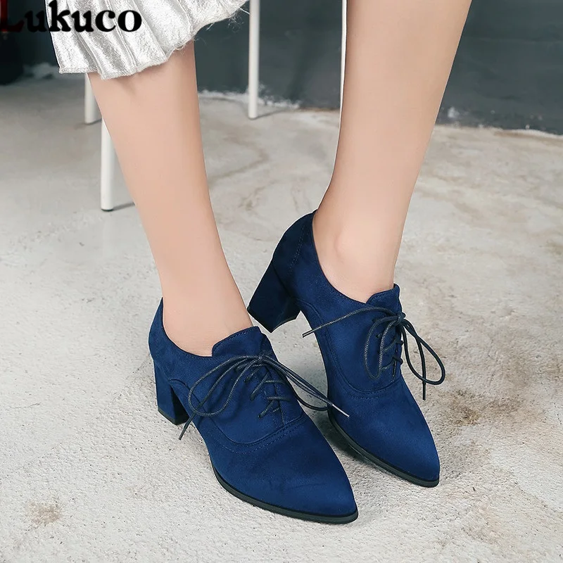 

Lukuco Concise Boot Large Size 34-48 Women Ankle Boots Pointed Toe Square Heels Women's Shoes Spring Autumn Winter Boots female