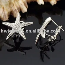 925 ювелирные изделия посеребренные ювелирные серьги изящная мода Милая разделенная Морская звезда серьги высшего качества