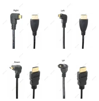 

50CM HDMI Type A to Micro HDMI Type D Up Down Left Right Angled Elbow Cable Gold Plated 3D 4K 1080p MicroHDMI for Tablet Camera