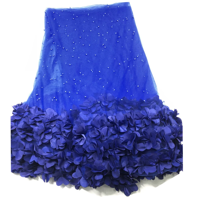 

Royal French lace fabric with beads Africa Nigerian mesh tulle net high quality sewing material for wedding party dress 5 yards