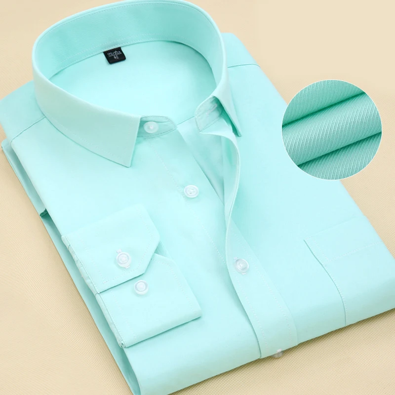 Men Long Sleeve Shirt 2019 Spring New Brand Solid Color Business Office Formal Men Dress Shirt 5
