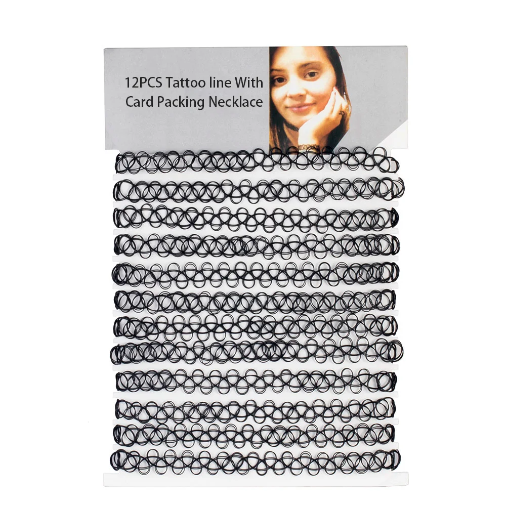 ALIUTOM 12PCS Hot Sell Vintage Hippy Stretch Tattoo Choker Necklace
