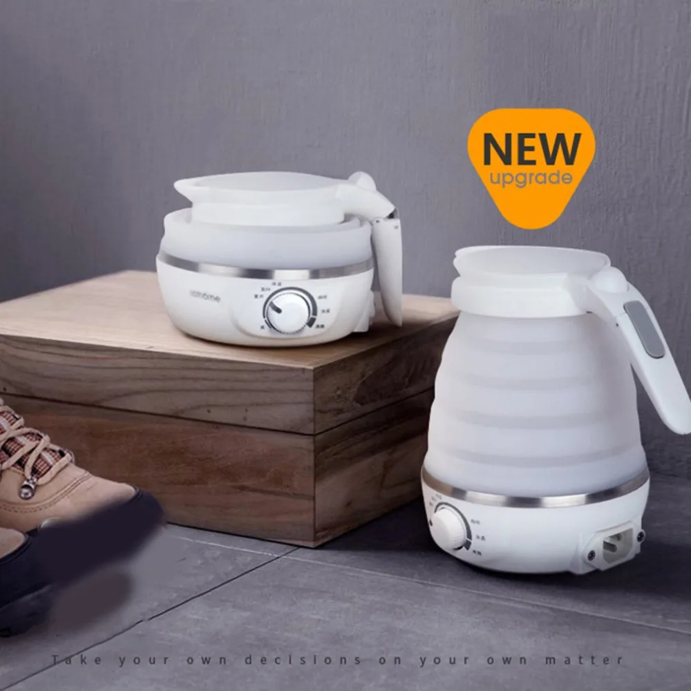 

0.6L Compact Portable Electric Kettle 850W Silicone Foldable Camping Vacations Boiler Adjustable Voltage Home Kitchen Appliances