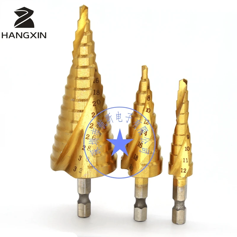 4-12mm HSS high speed steel titanium coating step drilling, ladder drilling woodworking machine