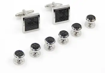

Cufflinks Tuxedo Studs 8pcs/6pcs Set Carbon Fiber Cuff Links Stueds Set Men Cufflinks Tuxedo Studs Set Wholesale 5 Sets/lot
