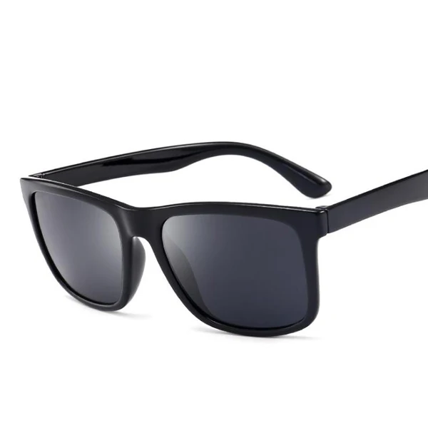 Поляризационные солнцезащитные очки, мужские, коричневые линзы, для вождения, спортивные, солнцезащитные очки для мужчин и женщин, квадратный цвет, зеркальные, ретро очки - Цвет линз: Bright Black Black