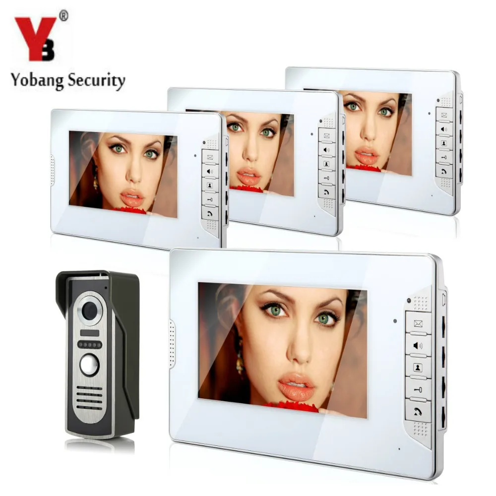 

YobangSecurity Video Intercom Monitor 7" Door Phone Home Security Color Wire 1 Camera 4 Monitor for House/Office/apartment/Hotel
