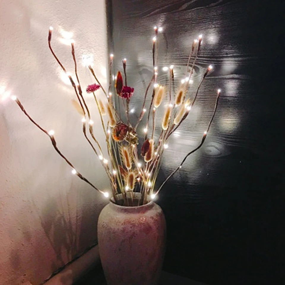 Creative Twig Lights 20LEDs Bulbs Light Vase Filler Flower Willow Branch Light Lamp Home Indoor Holiday Wedding Party Decoration