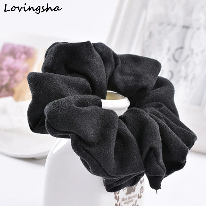 LOVINGSHA Light Color Women Hair Accesorios Pelo Brand Women Hair Tie Scrunchie Ponytail Hair Holder Rope CHD007 - Цвет: Черный