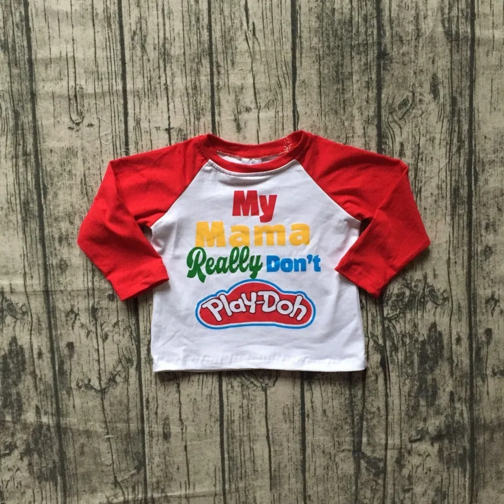 Осенняя одежда для мальчиков и девочек футболка с надписью my mama Real don't play Doh