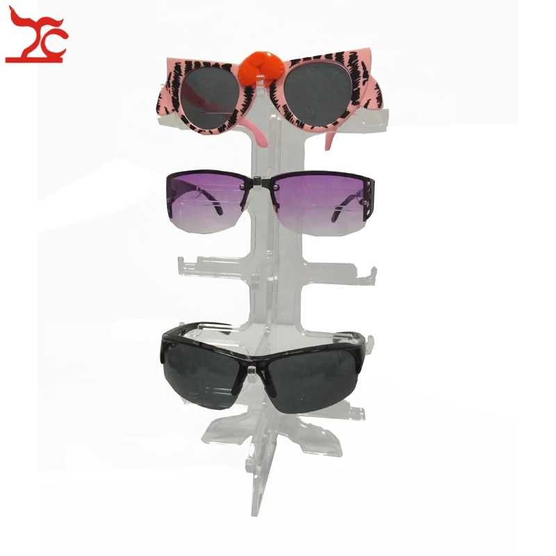 Portable 5 pairs Acrylic Sunglasses Showing Rack Holder Frame 5 Layer Clear  Glasses Display Stand