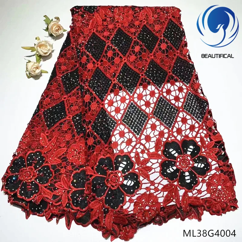 

BEAUTIFICAL guipure lace dress 2019 high quality cord laces fabrics african water soluble laces with stones 5yards/lot ML38G40