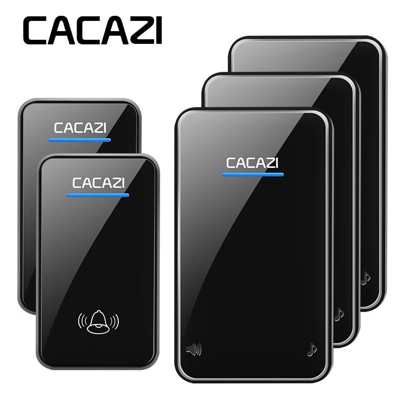 

CACAZI Wireless Doorbell Waterproof 2 Battery Button 3 Receivers EU Plug 300M Remote LED Light Home Cordless Bell 48 Chime