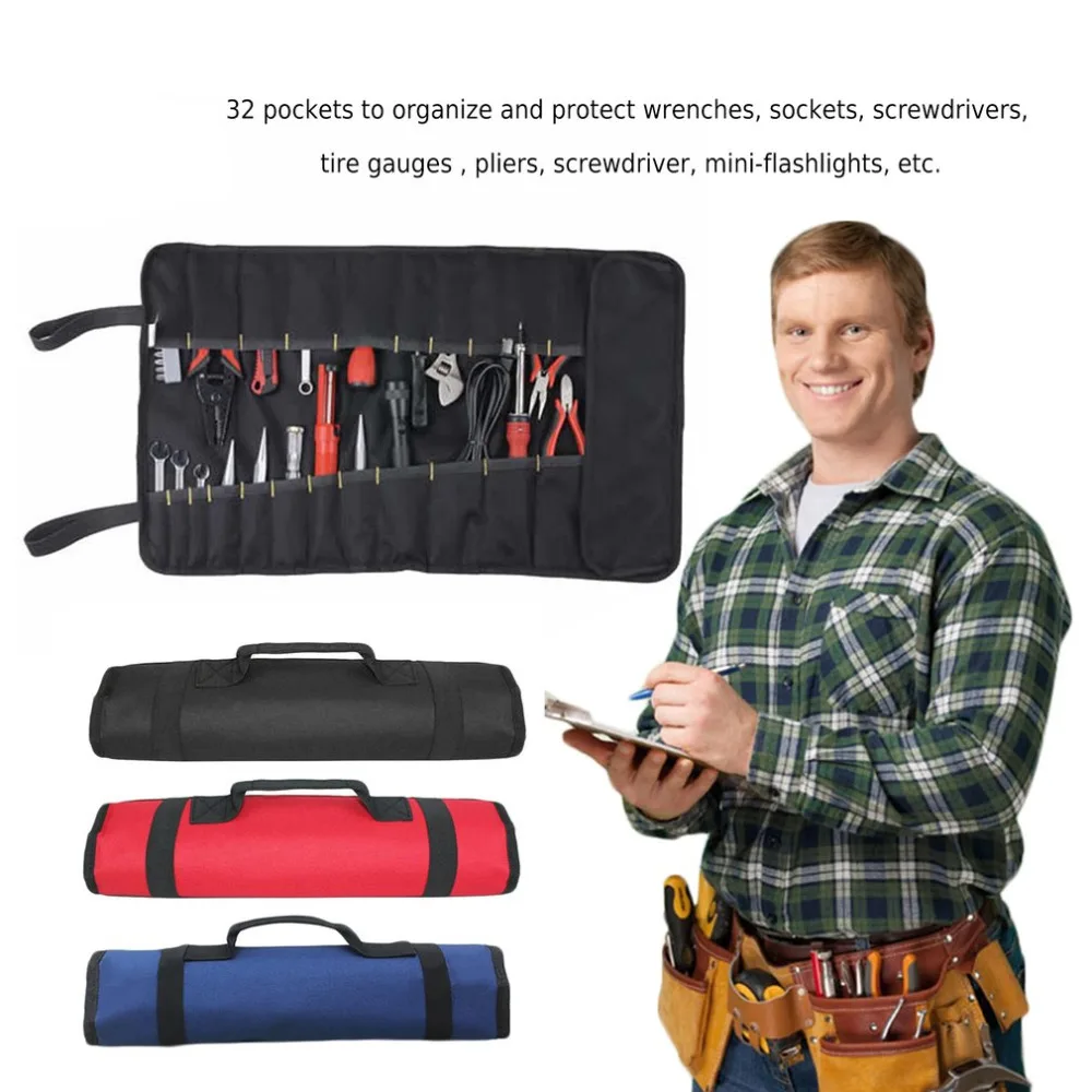 32 Pockets Socket Tool Pouch Durable Electric Tools Organizer Roll Up