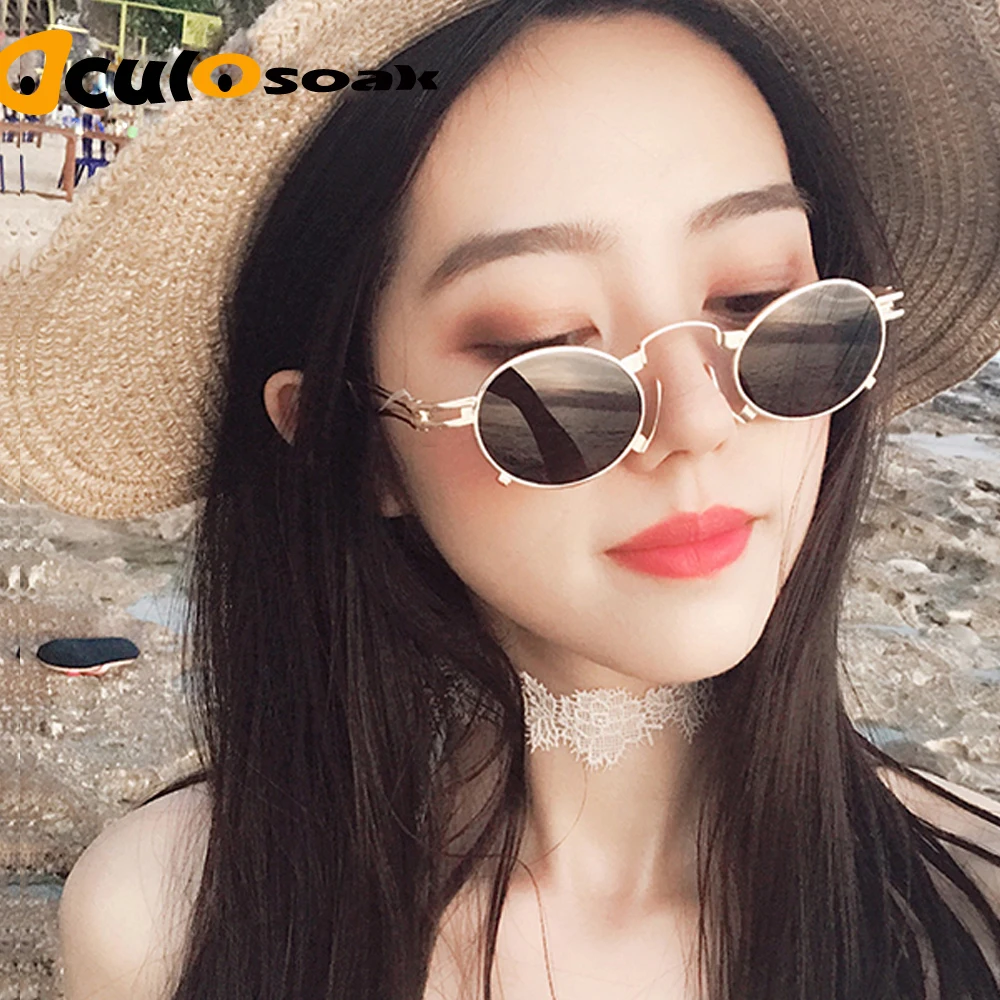 Retro Steampunk Sunglasses Men Round Vintage 2019 Summer Metal Frame Black Oval Sun Glasses for Women Red Male Gift