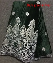 Новая коллекция зеленый и серебро Африканский цветок аппликация бархат Кружево для Для женщин Платья для женщин, высокое качество Вышивка