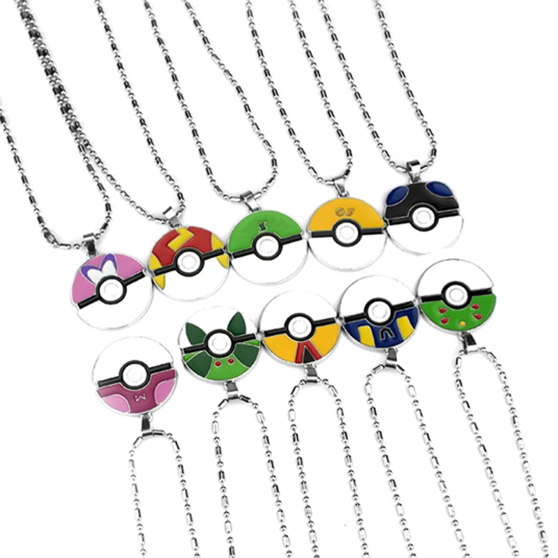 

Pocket Monster Logo Necklace Poke Ball Pocket Monster Pikachu Poke Ball Master Ball Pendant Jewelry For Fans The elves treasure