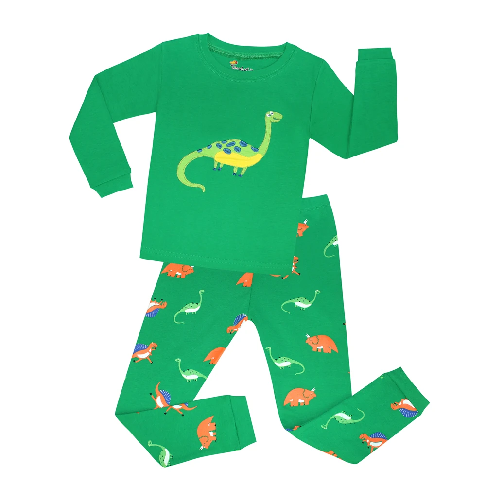 New Boys Dinosaur Pajamas Sets Kids Cotton 2pc Long Sleeve Clothing
