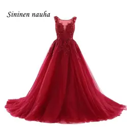 Красные вечерние платья, платья для торжества на свадьбу с аппликацией из бисера, Тюлевое платье для выпускного вечера, vestidos De Festa Robe De Soiree 166