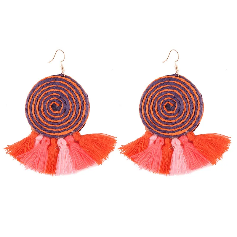 Europea De Moda Американа Tejida A Mano Dinamico circlo Piruleta Lindo Personalidad Borla Senoras Pendientes|Серьги-подвески|