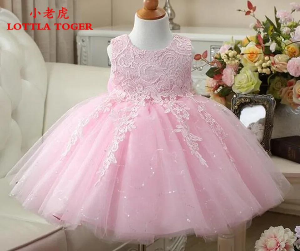 Модное платье на свадьбу для маленьких девочек на возраст от 1 года до 14 лет детское расшитое блестками платье-пачка розового/белого цвета с цветочным узором праздничные платья для дня рождения для девочек