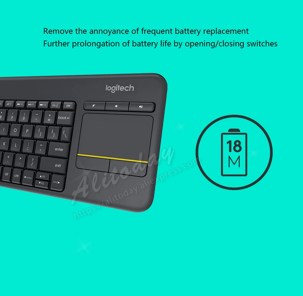 Беспроводная сенсорная клавиатура Oklick K400 Plus со встроенной сенсорной панелью для ПК