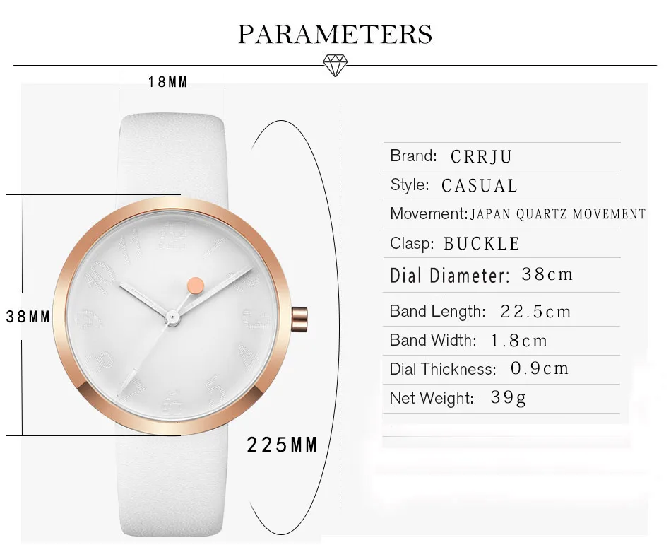 CRRJU часы для женщин модные часы новое элегантное платье кожаный ремешок японский кварц Movt наручные часы relogio feminino