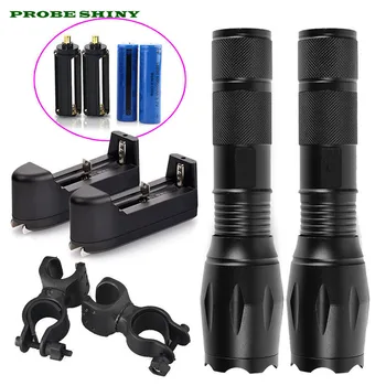 

2 x Tactical Flashlight T6 High Powered 5 Modes Zoom Aluminum+Battery Self Defense Rechargeable Hard Light Free Shipping #NO17