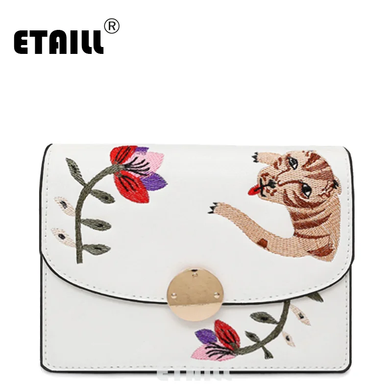 ETAILL 2017 Tiger and Flower Embroidered Crossbody Bags for Women Famous Brands Designer PU font b