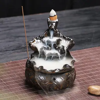

Lotus Backflow Incense Burner Smoke Waterfall Incense Burner Aromatherapy Furnace Mountain River Handicraft Incense Holder