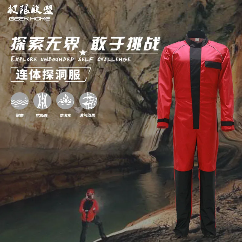 

GEEKHOME 120D Nylon Durable Breathable Beginner Level Caving Clothing Warm Long Sleeve Coveralls for Man