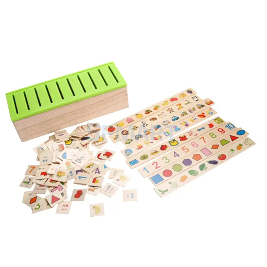 Wooden Classification Toy Box Montessori Kids Pattern Matching Classify Toy