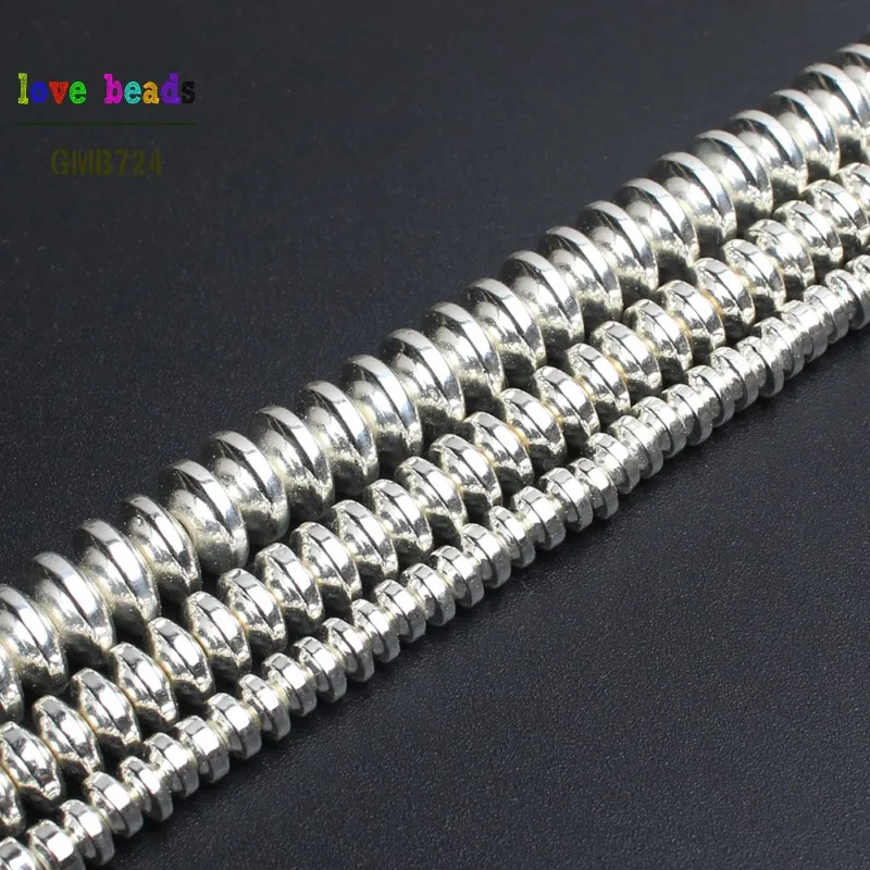

Silver Rondell Hematite Beads Natural Stone Beads For Jewelry Making 180pcs/lot Spacer Beads Diy Jewelry 4mm 6mm 8mm