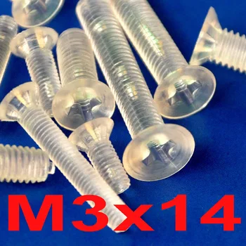 

( 100 pcs/lot ) Metric M3 x 14mm Polycarbonate(PC) Phillips Flat Head Countersunk CSK Screw.