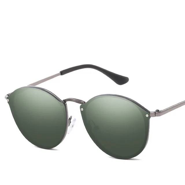 Новое поступление, женские классические брендовые дизайнерские солнцезащитные очки кошачий глаз, без оправы, металлическая оправа, солнцезащитные очки, модные женские очки - Lenses Color: green