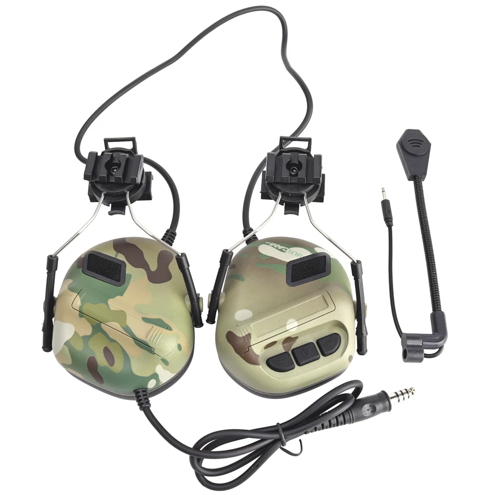 Tactical Helmet Headset with Fast Helmet Rail Adapter Peltor Noise Canceling Comtac Headset Camouflage Military Headphone