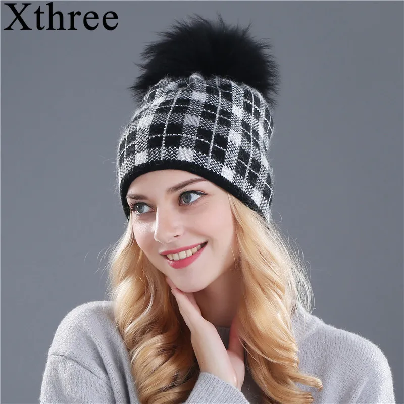 Шапка Xthree женская, зимняя, из натурального меха норки, с помпонами, из шерсти кроличьего меха Шапка Xthree женская, зимняя, из натурального меха норки, с помпонами, из шерсти кроличьего меха