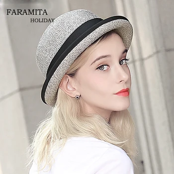 

Faramita Holiday Sun Hats Female Spring Summer New Little Weaving Foldable Women Sunscreen Straw Hat Fashion Elegant Ladies Caps