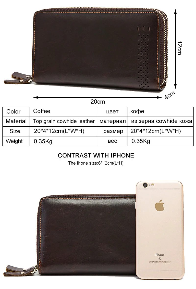 Embreagem Masculino bolsa Dupla Zip Carteira para