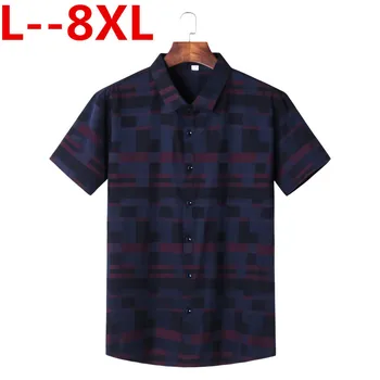 

8XL 6XL 5XL Men Shirt Mens Business Casual Shirts 2018 New Arrival Men Famous Brand Clothing Plaid Short Sleeve Camisa Masculina
