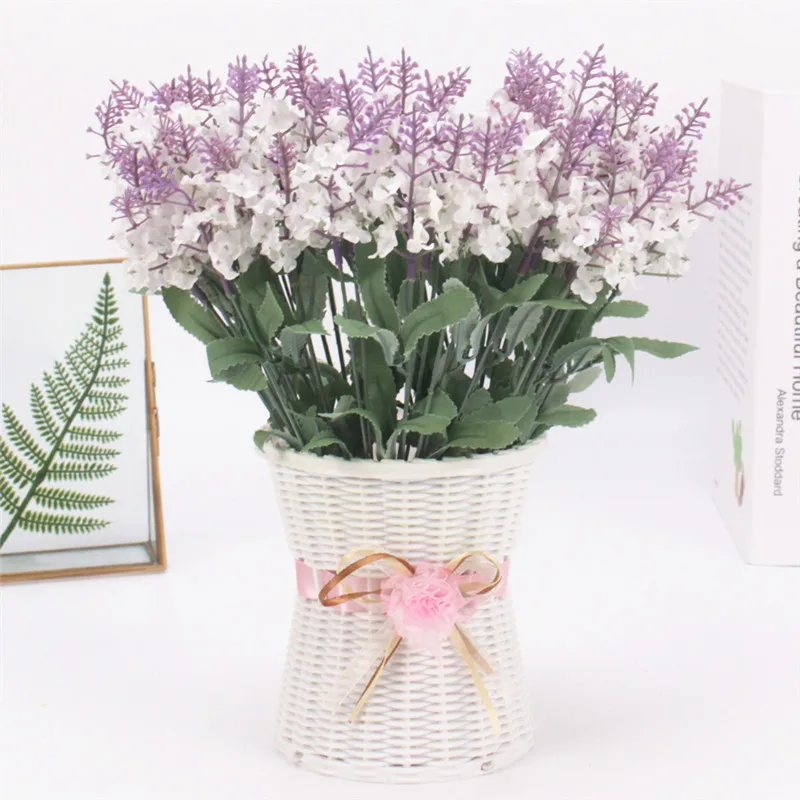 Один набор, Маленькая ромашка, искусственный цветок, Шелковый Подсолнух, ваза из ротанга, украшение для домашнего стола, 13 видов - Цвет: white