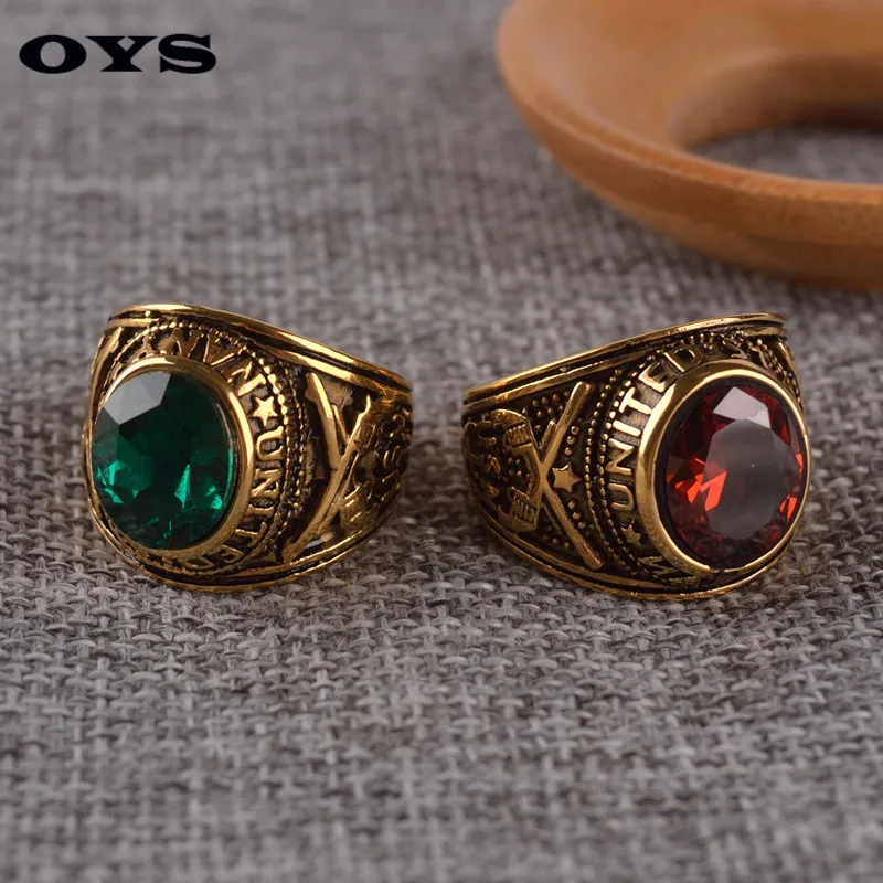2016 NEW Man USA Navy Soldier Gem Ring for Man Punk Style Factory Price 316L Stainless Titanium Steel Men Jewelry