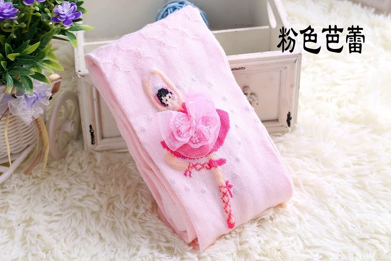 Pink S Теплые хлопковые балетные колготки с принтом для маленьких девочек, колготки, колготки, кружевные чулки с цветочным рисунком, Чулки с бантом, колготки - Цвет: Pink S